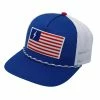 BRUCE BOLT "BOLT And STRIPES FLAG" Patch 5-Panel Mesh Snapback Rope Trucker Hat -APPAREL Sales Store bruce bolt bolt and stripes flag patch 5 panel mesh snapback rope trucker hat hats brucebolt 424580