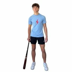 BRUCE BOLT "BOLT" Casual T-Shirt - BABY BLUE W/RED BOLT -APPAREL Sales Store bruce bolt bolt casual t shirt baby blue wred bolt t shirt bruce bolt 355621