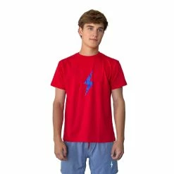 BRUCE BOLT "BOLT" Casual T-Shirt - RED W/BLUE BOLT