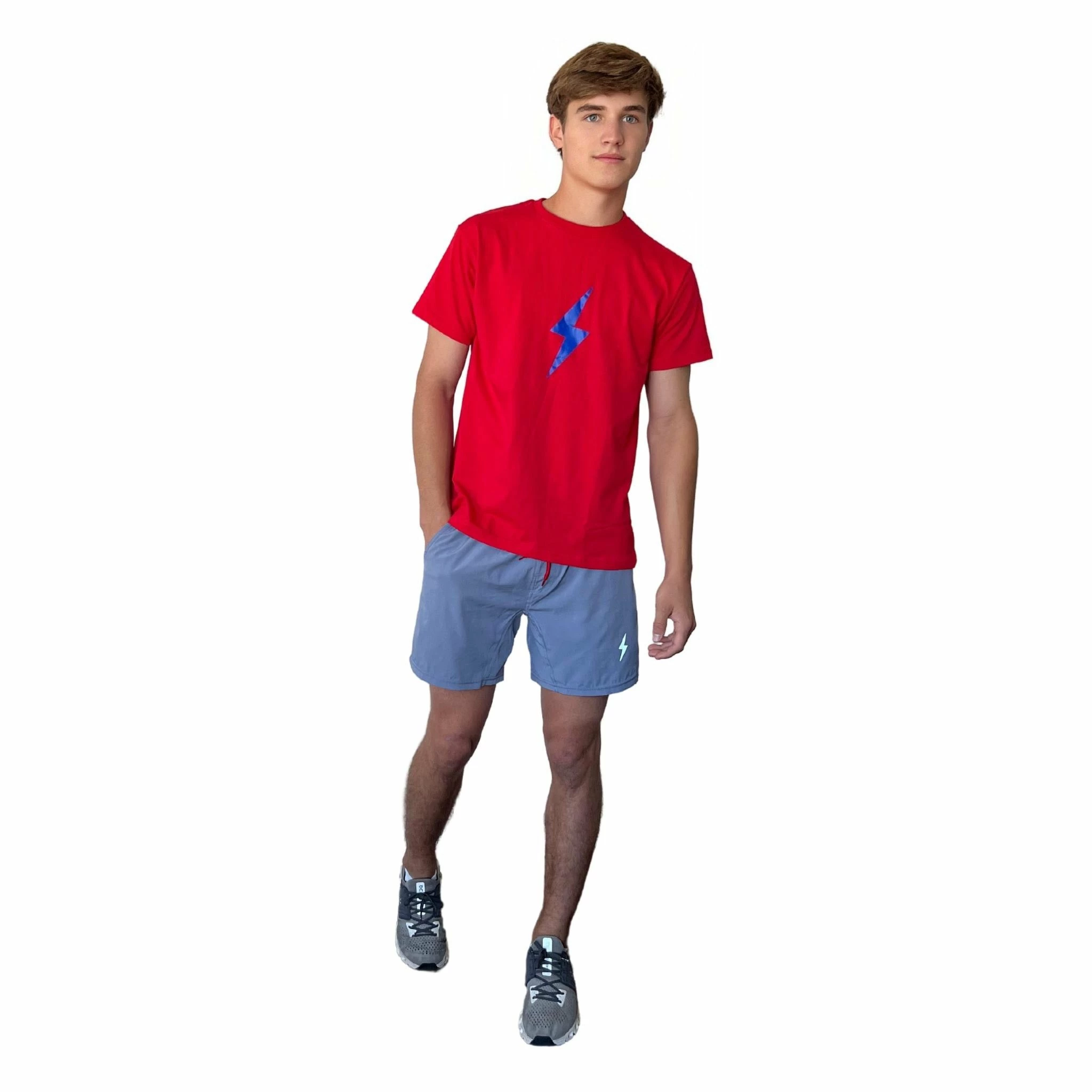 BRUCE BOLT "BOLT" Casual T-Shirt - RED W/BLUE BOLT 5 BRUCE BOLT "BOLT" Casual T-Shirt - RED W/BLUE BOLT - Image 3
