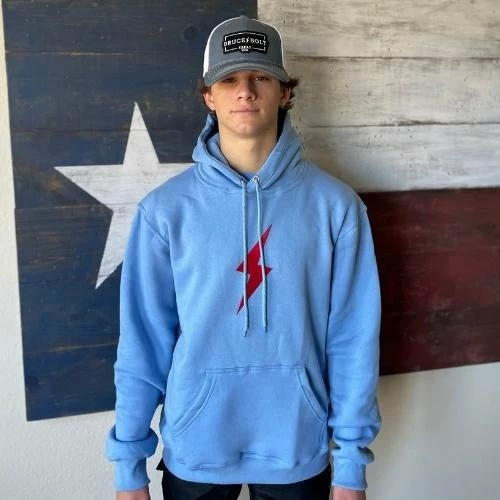 BRUCE BOLT "BOLT" Hoodie - BABY BLUE 4 BRUCE BOLT "BOLT" Hoodie - BABY BLUE - Image 2