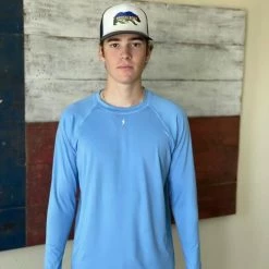 BRUCE BOLT Long Sleeve Performance T-Shirt With Reflective Bolt- BABY BLUE -APPAREL Sales Store bruce bolt long sleeve performance t shirt with reflective bolt baby blue bruce bolt 595005