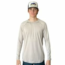 BRUCE BOLT Long Sleeve Performance T-Shirt With Reflective Bolt- GREY