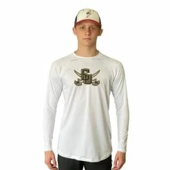 BRUCE BOLT Long Sleeve Performance T-Shirt With Reflective Bolt- WHITE -APPAREL Sales Store bruce bolt long sleeve performance t shirt with reflective bolt white bruce bolt 347017