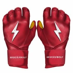Bruce Bolt PREMIUM PRO Long Cuff Batting Gloves | RED