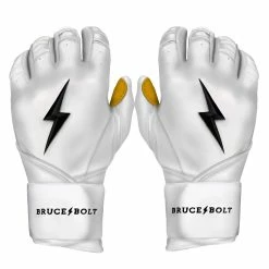 Bruce Bolt PREMIUM PRO Long Cuff Batting Gloves | WHITE