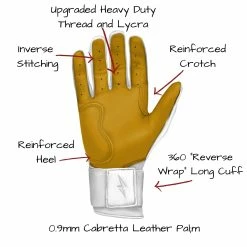 Bruce Bolt PREMIUM PRO Long Cuff Batting Gloves | WHITE -APPAREL Sales Store bruce bolt premium pro long cuff batting gloves with storage bag white brucebolt 441757