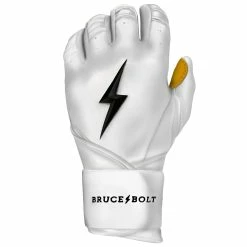Bruce Bolt PREMIUM PRO Long Cuff Batting Gloves | WHITE -APPAREL Sales Store bruce bolt premium pro long cuff batting gloves with storage bag white brucebolt 712887