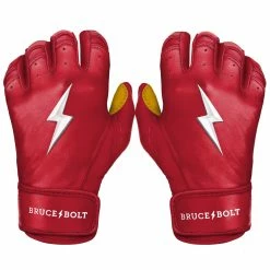Bruce Bolt PREMIUM PRO Short Cuff Batting Gloves | RED