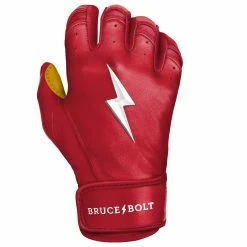 Bruce Bolt PREMIUM PRO Short Cuff Batting Gloves | RED -APPAREL Sales Store bruce bolt premium pro short cuff batting gloves with storage bag red brucebolt 365735