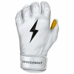 Bruce Bolt PREMIUM PRO Short Cuff Batting Gloves | WHITE -APPAREL Sales Store bruce bolt premium pro short cuff batting gloves with storage bag white brucebolt 387459