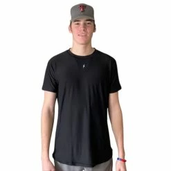 BRUCE BOLT Short Sleeve Performance T-Shirt With Reflective Bolt- BLACK