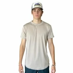 BRUCE BOLT Short Sleeve Performance T-Shirt With Reflective Bolt- DESERT GREY