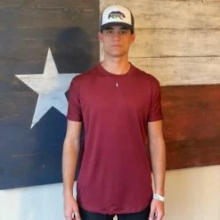 BRUCE BOLT Short Sleeve Performance T-Shirt With Reflective Bolt- MAROON -APPAREL Sales Store bruce bolt short sleeve performance t shirt with reflective bolt maroon bruce bolt 916682