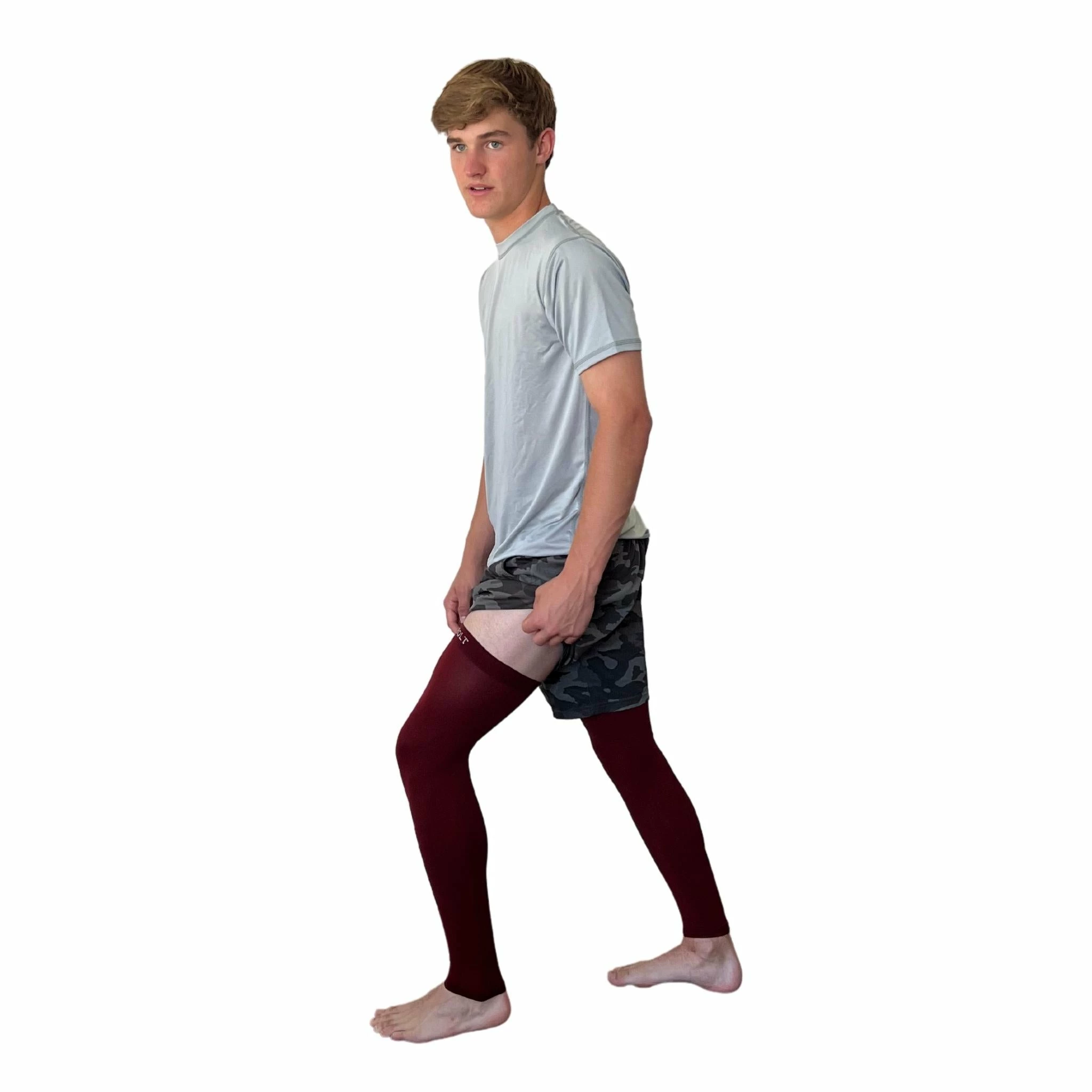 BRUCE BOLT Xtra Long Compression Leg Sleeves (pair) - MAROON 8 BRUCE BOLT Xtra Long Compression Leg Sleeves (pair) - MAROON - Image 6