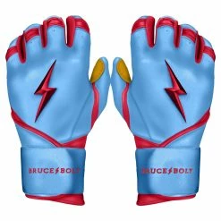 Bruce Bolt PREMIUM PRO BADER Series Long Cuff Batting Gloves | BABY BLUE