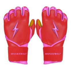 Bruce Bolt PREMIUM PRO BADER Series Long Cuff Batting Gloves | PINK