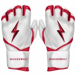 Bruce Bolt PREMIUM PRO BADER Series Long Cuff Batting Gloves | WHITE