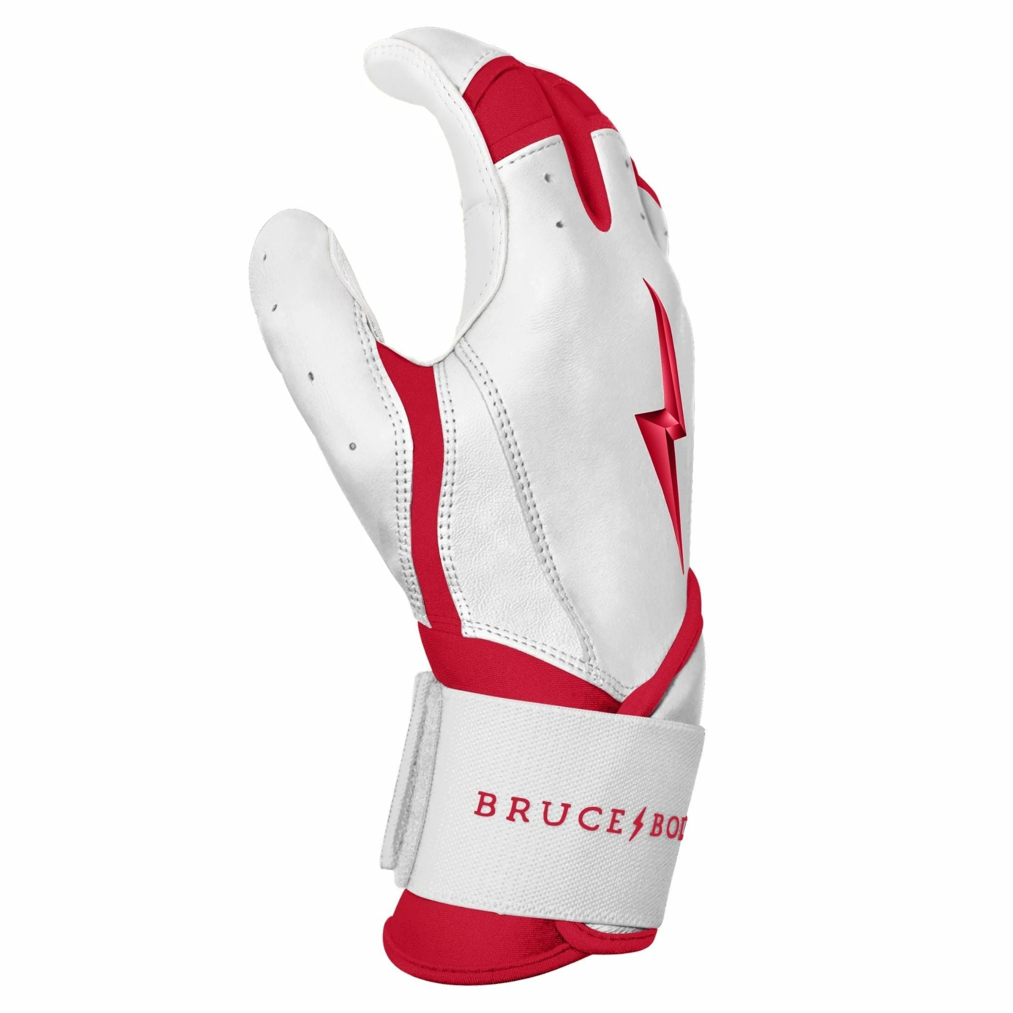 Bruce Bolt PREMIUM PRO BADER Series Long Cuff Batting Gloves | WHITE 5 Bruce Bolt PREMIUM PRO BADER Series Long Cuff Batting Gloves | WHITE - Image 3