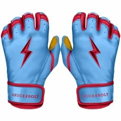 Bruce Bolt PREMIUM PRO BADER Series Short Cuff Batting Gloves | BABY BLUE