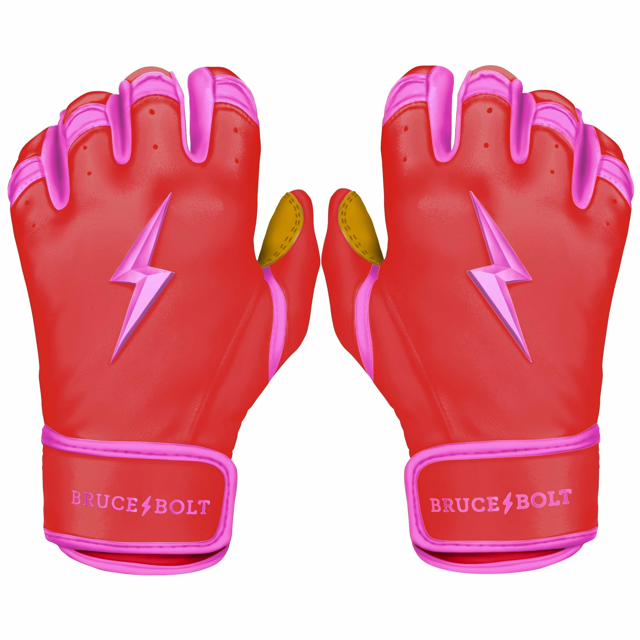 Bruce Bolt PREMIUM PRO BADER Series Short Cuff Batting Gloves | PINK 3 Bruce Bolt PREMIUM PRO BADER Series Short Cuff Batting Gloves | PINK