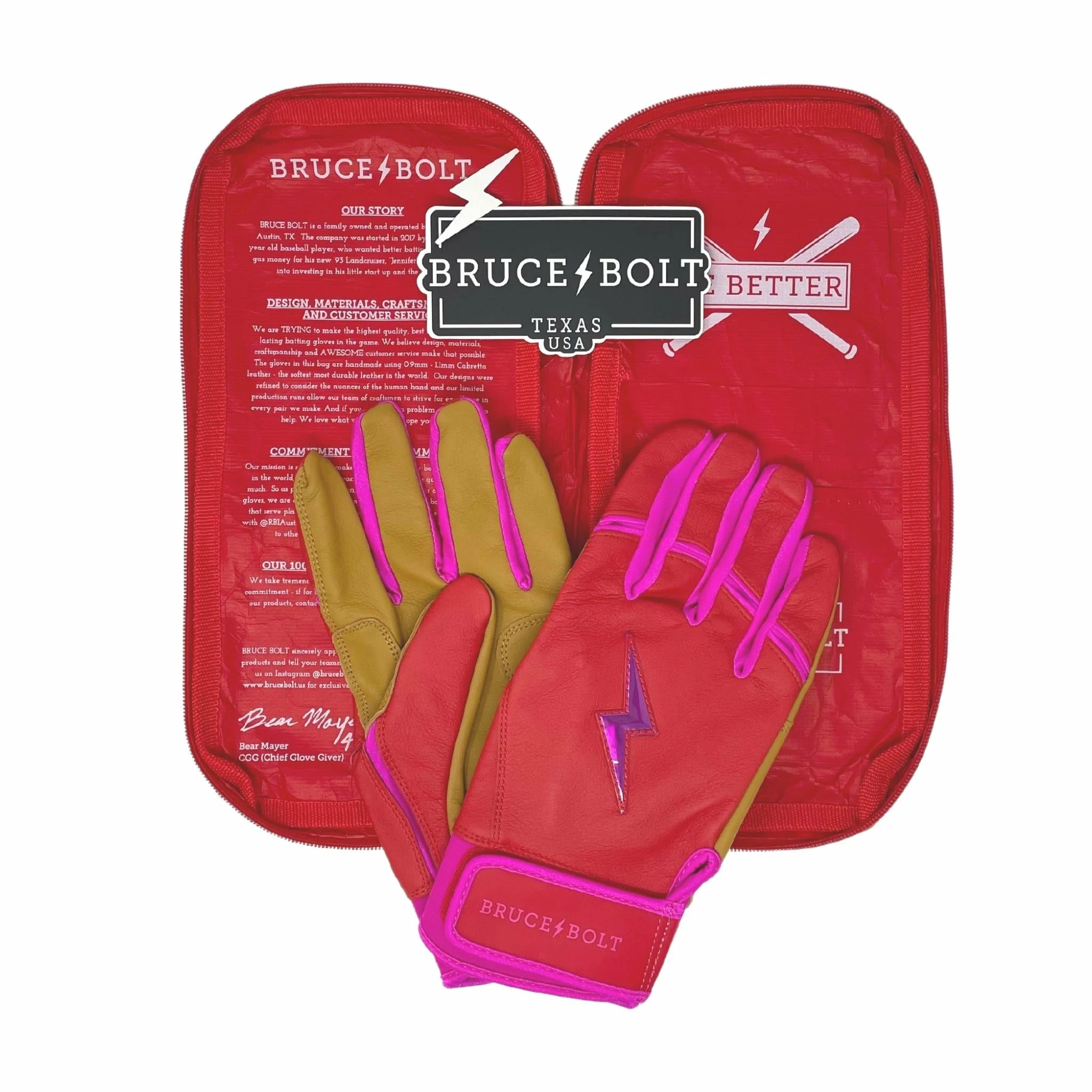 Bruce Bolt PREMIUM PRO BADER Series Short Cuff Batting Gloves | PINK 8 Bruce Bolt PREMIUM PRO BADER Series Short Cuff Batting Gloves | PINK - Image 6