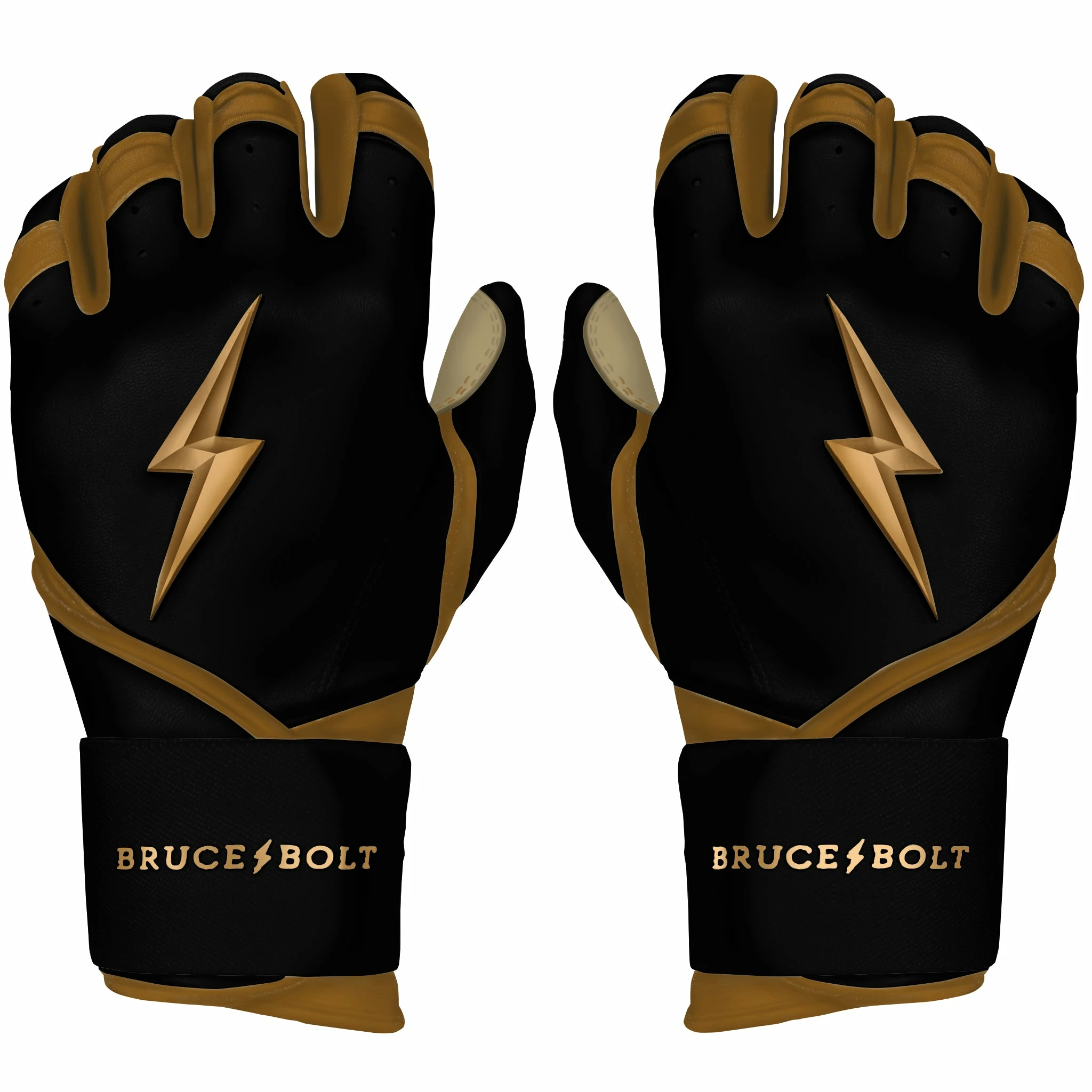 Bruce Bolt PREMIUM PRO GOLD SERIES Long Cuff Batting Gloves - Gold BLACK 3 Bruce Bolt PREMIUM PRO GOLD SERIES Long Cuff Batting Gloves - Gold BLACK