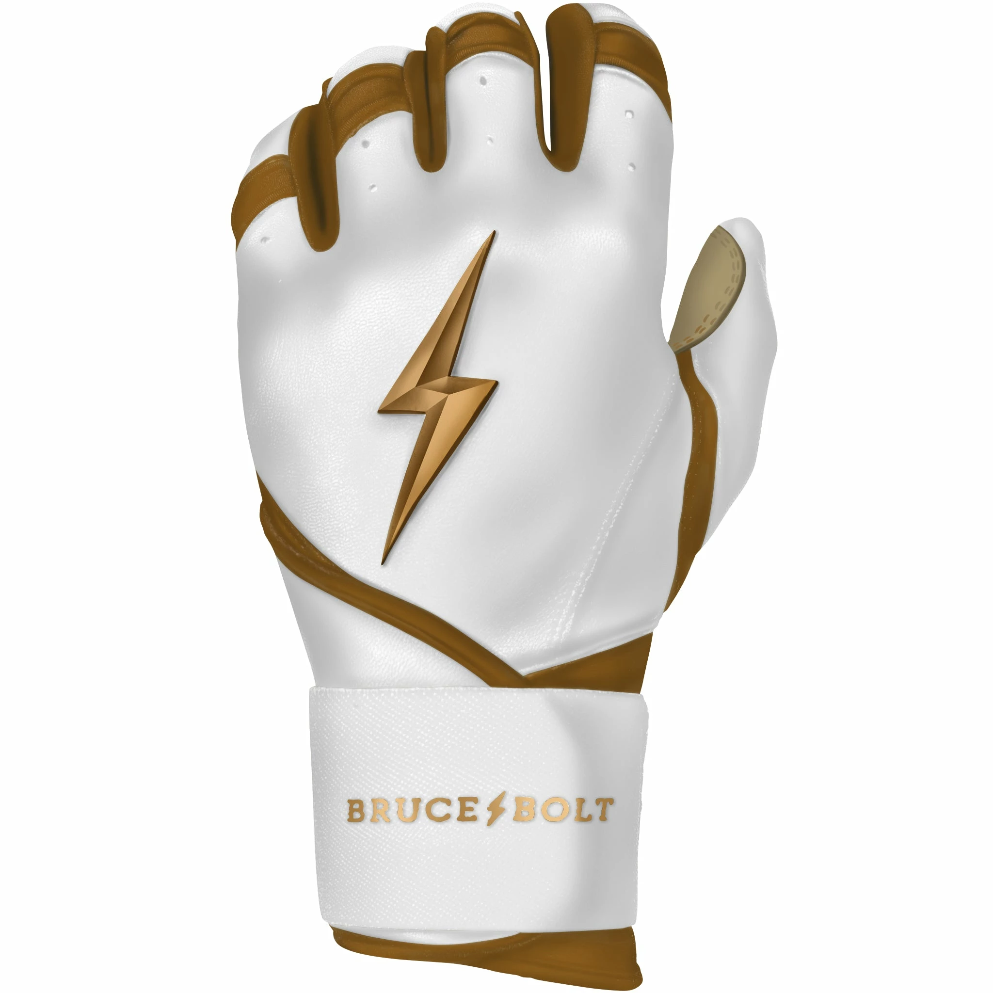 Bruce Bolt PREMIUM PRO GOLD Series Long Cuff Batting Gloves - Gold WHITE 6 Bruce Bolt PREMIUM PRO GOLD Series Long Cuff Batting Gloves - Gold WHITE - Image 4