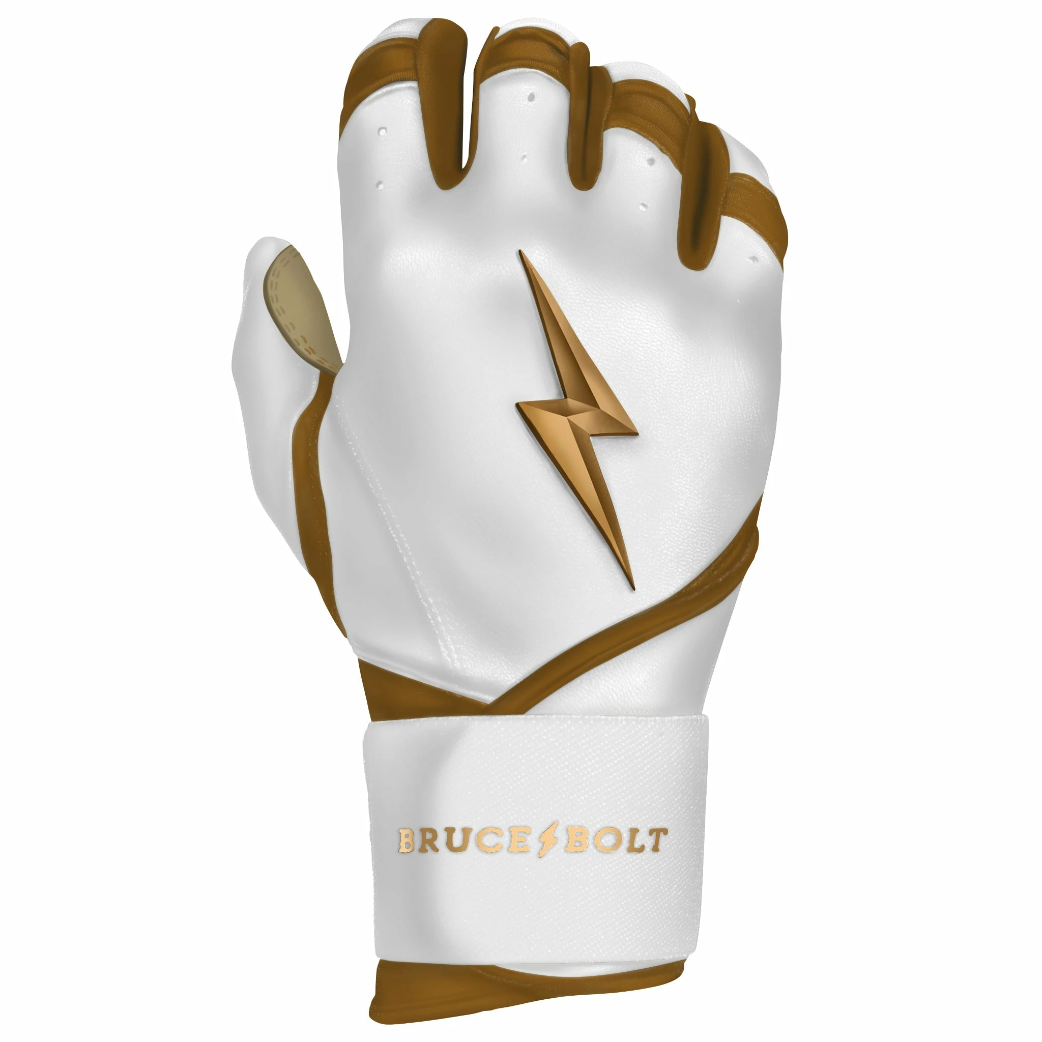 Bruce Bolt PREMIUM PRO GOLD Series Long Cuff Batting Gloves - Gold WHITE 8 Bruce Bolt PREMIUM PRO GOLD Series Long Cuff Batting Gloves - Gold WHITE - Image 6