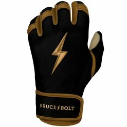 Bruce Bolt PREMIUM PRO GOLD SERIES Short Cuff Batting Gloves - Gold BLACK -APPAREL Sales Store premium pro gold series short cuff batting gloves gold black bruce bolt 764811