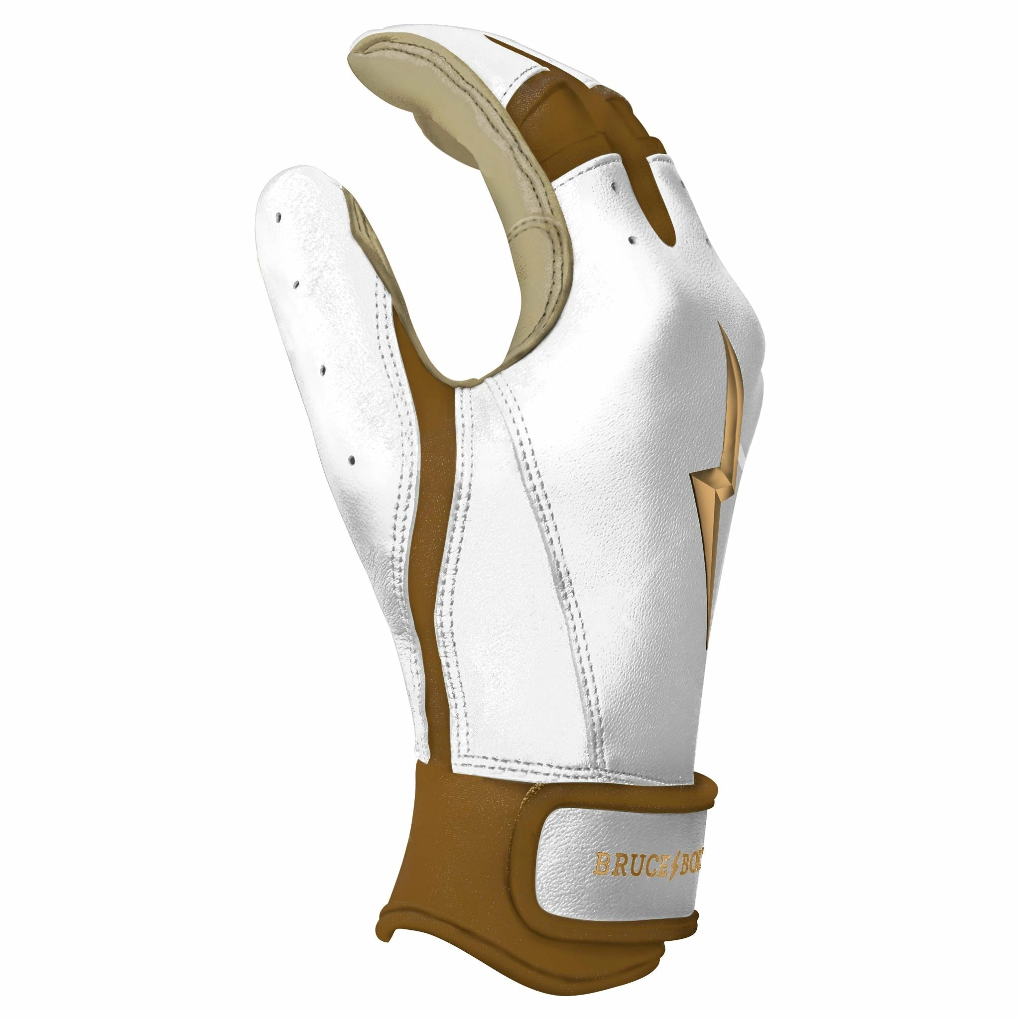 Bruce Bolt PREMIUM PRO GOLD Series Short Cuff Batting Gloves - Gold WHITE 5 Bruce Bolt PREMIUM PRO GOLD Series Short Cuff Batting Gloves - Gold WHITE - Image 3