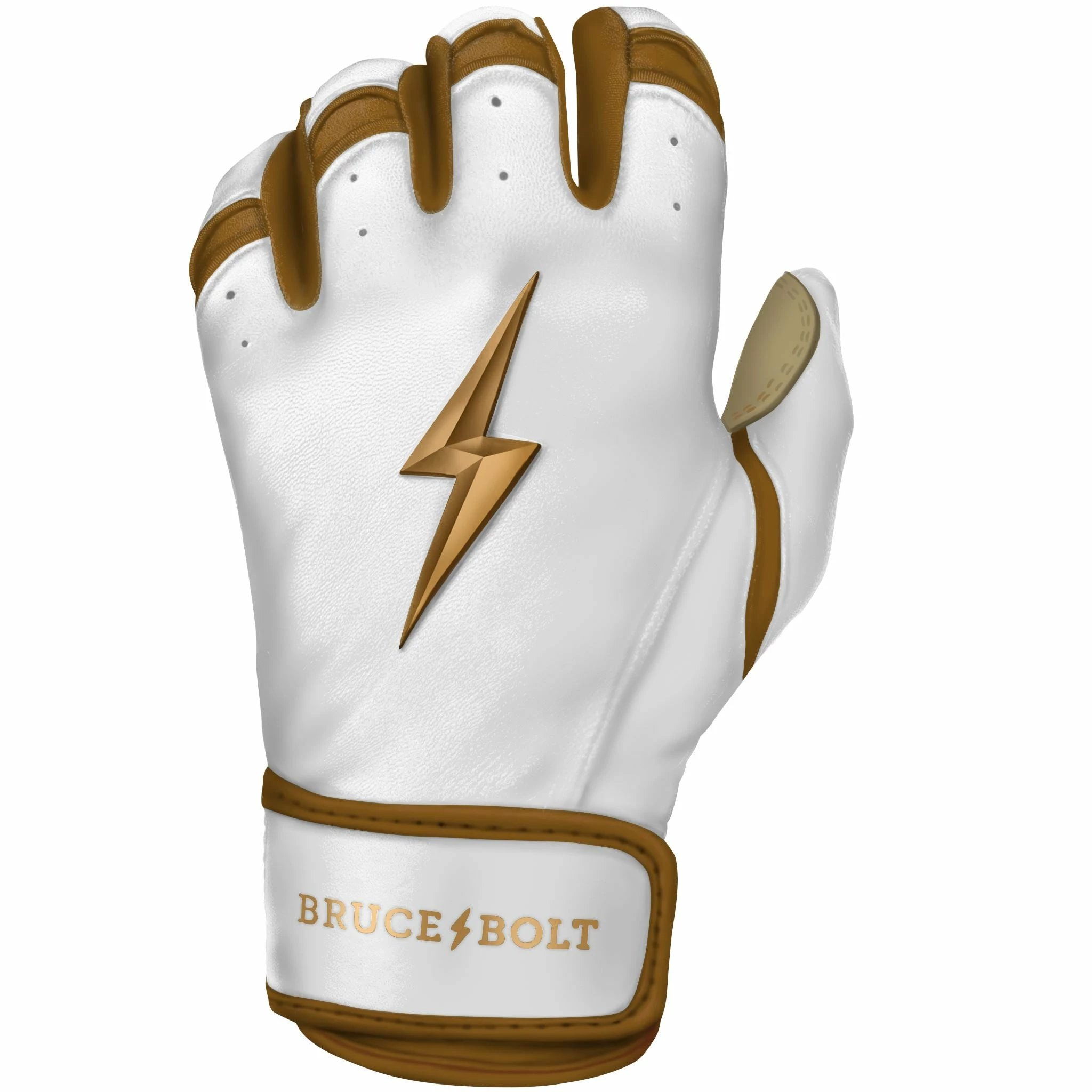 Bruce Bolt PREMIUM PRO GOLD Series Short Cuff Batting Gloves - Gold WHITE 6 Bruce Bolt PREMIUM PRO GOLD Series Short Cuff Batting Gloves - Gold WHITE - Image 4