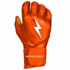 Bruce Bolt PREMIUM PRO Long Cuff Batting Gloves | ORANGE -APPAREL Sales Store premium pro long cuff batting gloves orange brucebolt 388194