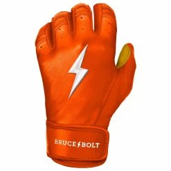 Bruce Bolt PREMIUM PRO Short Cuff Batting Gloves | ORANGE -APPAREL Sales Store premium pro short cuff batting gloves orange brucebolt 128747