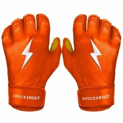 Bruce Bolt PREMIUM PRO Short Cuff Batting Gloves | ORANGE
