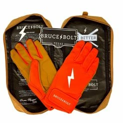 Bruce Bolt PREMIUM PRO Short Cuff Batting Gloves | ORANGE -APPAREL Sales Store premium pro short cuff batting gloves orange brucebolt 666699