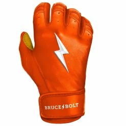Bruce Bolt PREMIUM PRO Short Cuff Batting Gloves | ORANGE -APPAREL Sales Store premium pro short cuff batting gloves orange brucebolt 975612